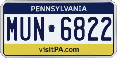 PA license plate MUN6822