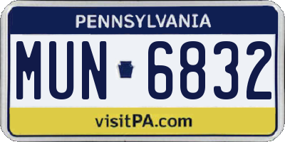 PA license plate MUN6832