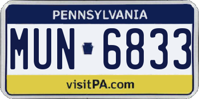 PA license plate MUN6833