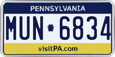 PA license plate MUN6834