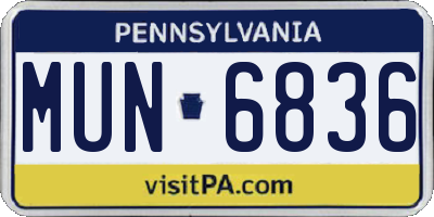 PA license plate MUN6836