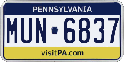 PA license plate MUN6837