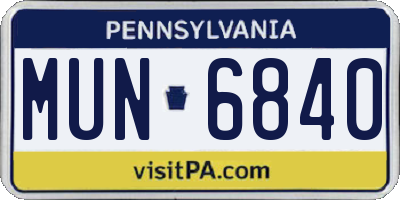 PA license plate MUN6840