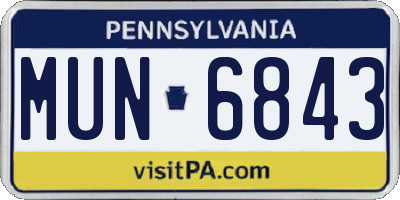 PA license plate MUN6843