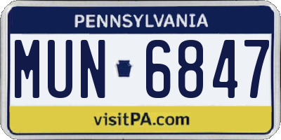 PA license plate MUN6847