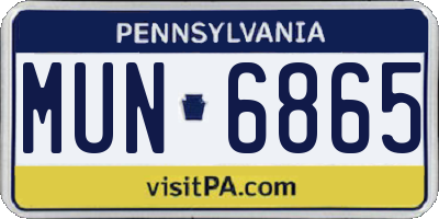 PA license plate MUN6865
