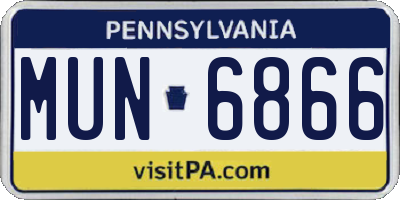PA license plate MUN6866