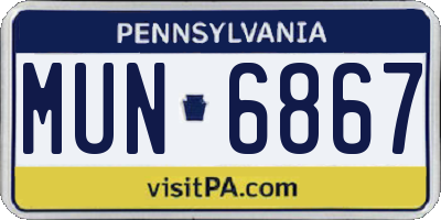 PA license plate MUN6867
