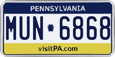 PA license plate MUN6868