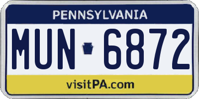 PA license plate MUN6872