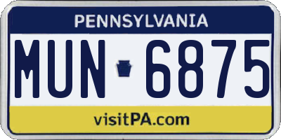 PA license plate MUN6875