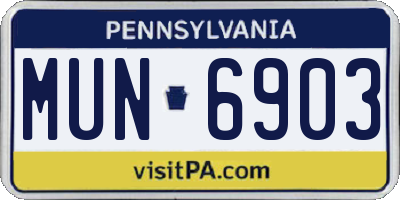 PA license plate MUN6903