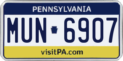 PA license plate MUN6907