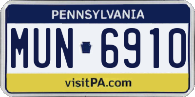 PA license plate MUN6910