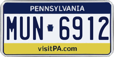 PA license plate MUN6912