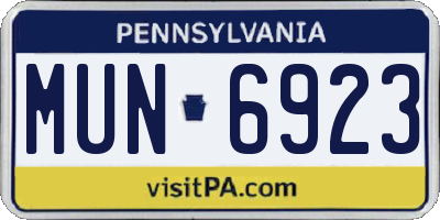 PA license plate MUN6923