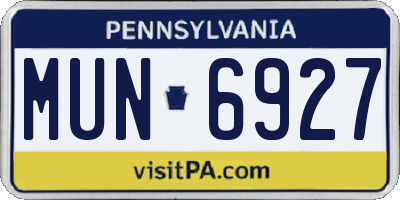 PA license plate MUN6927