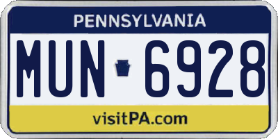 PA license plate MUN6928