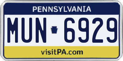 PA license plate MUN6929