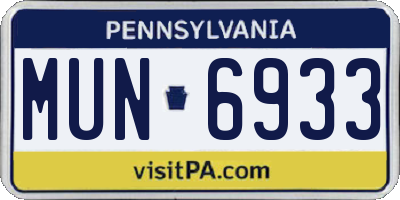 PA license plate MUN6933