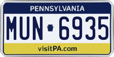 PA license plate MUN6935