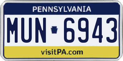 PA license plate MUN6943