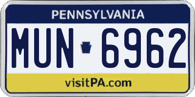 PA license plate MUN6962
