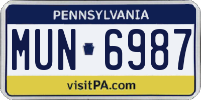 PA license plate MUN6987