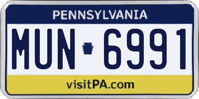 PA license plate MUN6991