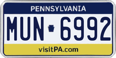 PA license plate MUN6992