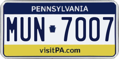 PA license plate MUN7007