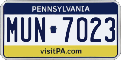 PA license plate MUN7023