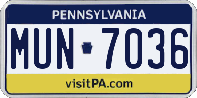 PA license plate MUN7036
