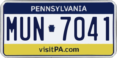 PA license plate MUN7041