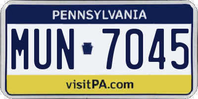 PA license plate MUN7045