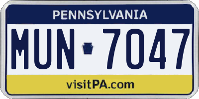 PA license plate MUN7047