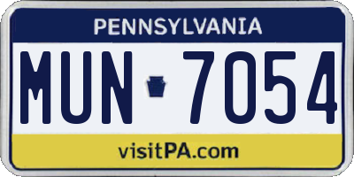 PA license plate MUN7054