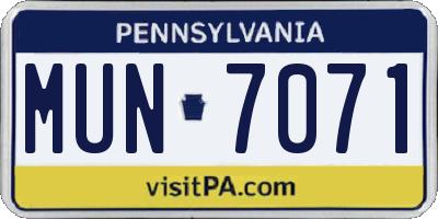 PA license plate MUN7071
