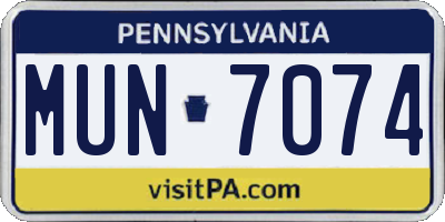 PA license plate MUN7074