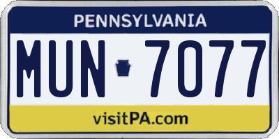 PA license plate MUN7077
