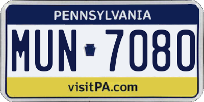 PA license plate MUN7080