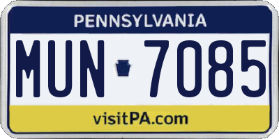 PA license plate MUN7085