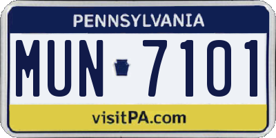 PA license plate MUN7101