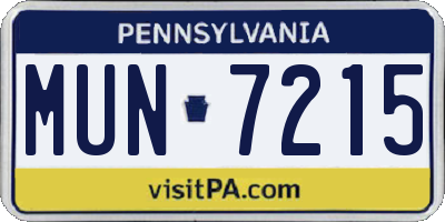PA license plate MUN7215