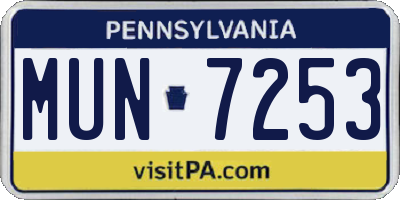 PA license plate MUN7253