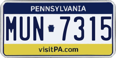 PA license plate MUN7315