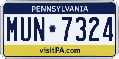 PA license plate MUN7324