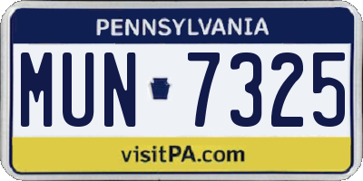 PA license plate MUN7325