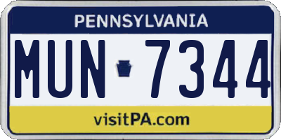 PA license plate MUN7344