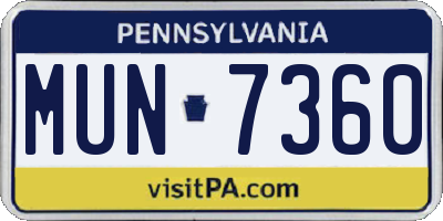 PA license plate MUN7360